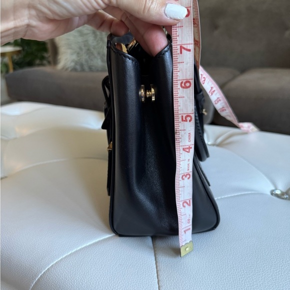 Michael Kors Black Leather Benning Handbag Crossbody Adjustable Straps Handles - Picture 12 of 15
